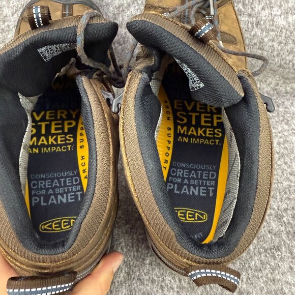 ✅ Men’s 12 Keen Targhee Brown Leather Hiking Boots Waterproof Keen-dry Cap-Toe - Picture 3 of 11